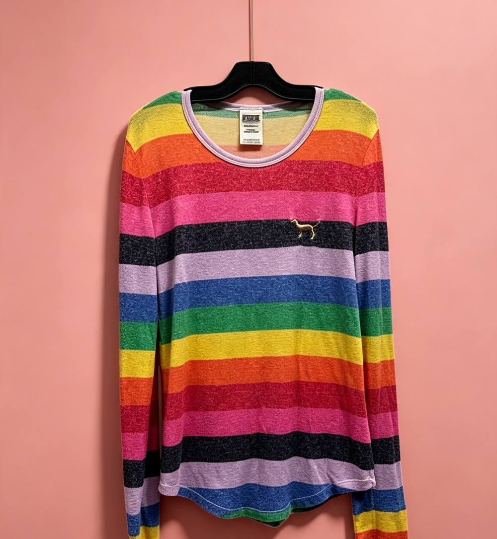 PINK rainbow striped top